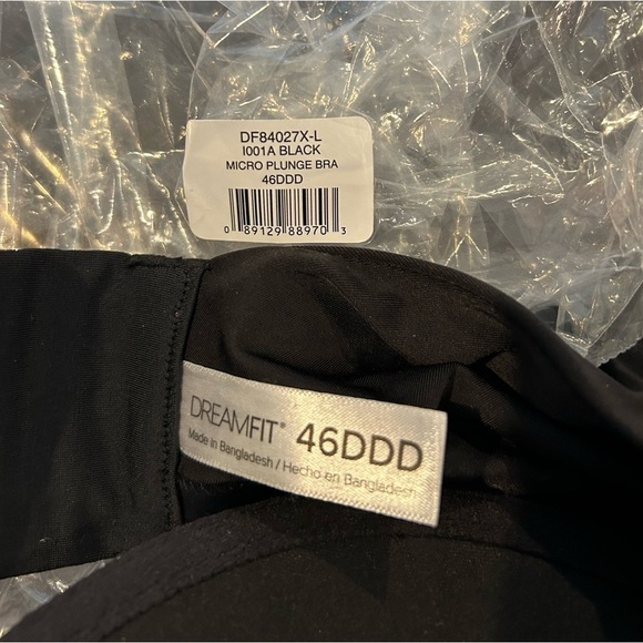 BIN049. NWT DREAMFIT Underwire Micro Plunge Bra Adjustable Wide Straps 46DDD - Picture 3 of 3